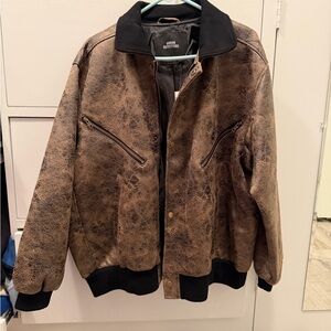 Urban Outfitters Distressed Brown Bomber Jacket